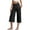 ZA-Black, variant on Frostluinai Womens Capris with Pockets Elastic High Waisted Capris Wide Leg Loose Comfy Capri Pants Plus Size Solid Color Straight Leg Capris