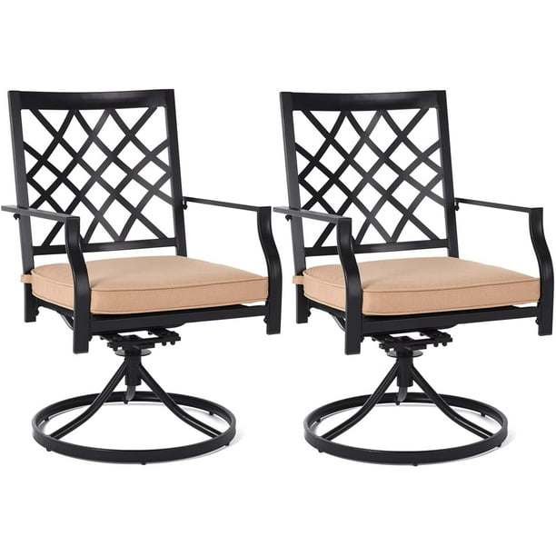 MEOOEM Outdoor Swivel Chairs Set of 2 Patio Metal Dining Rocker Chair with  Cushion Suports 300lbs for Garden Backyard - Walmart.com