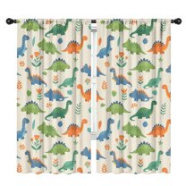 Blackout Kids Curtains,Beige Dinosaur Pattern Childrens Insulated Curtains Set Of 2,Bedroom Essentials,Toddler Room Decor 42"x84"