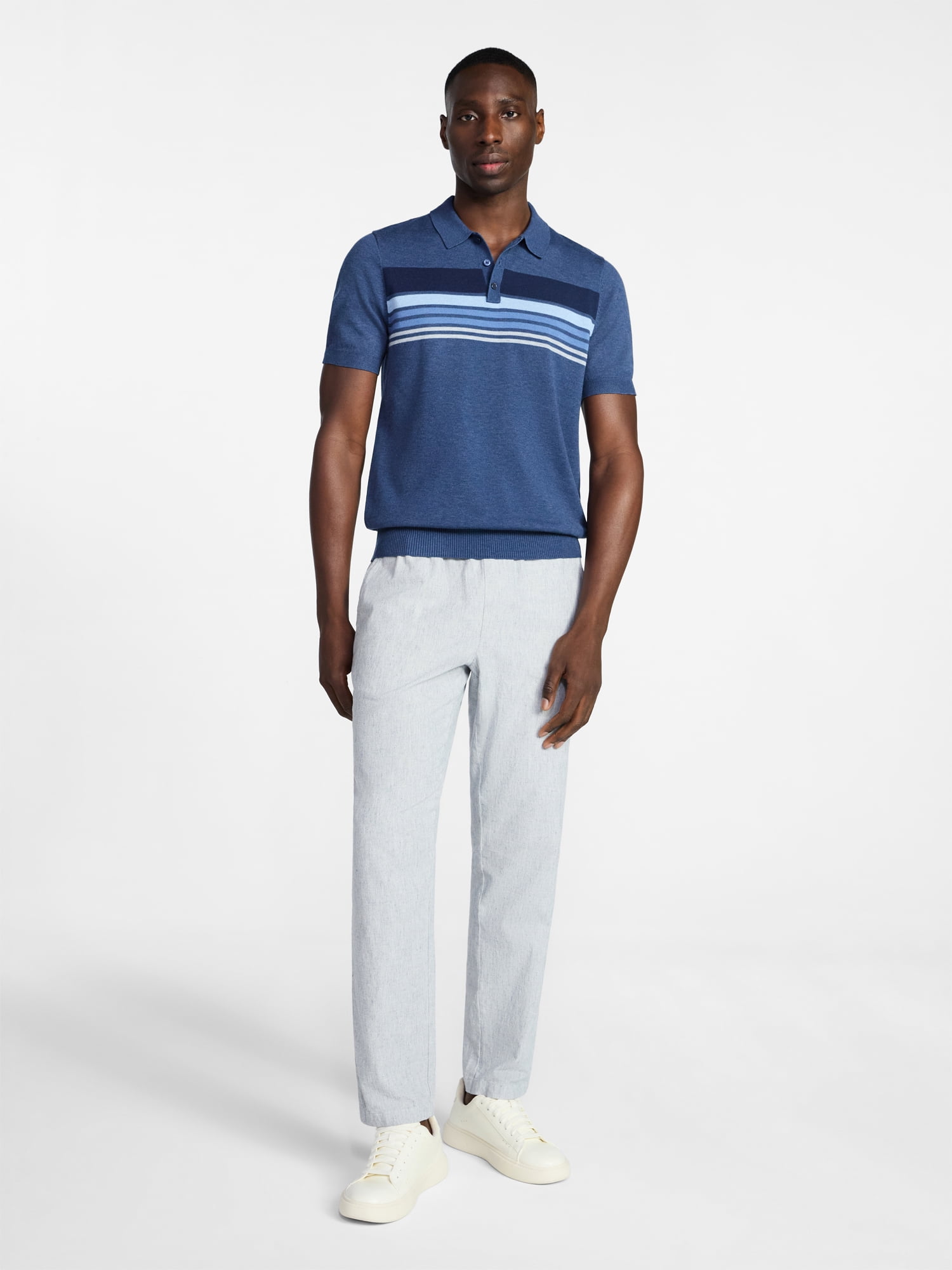 George Men's Sweater Polo Shirt with Short Sleeves, Sizes S-3XL