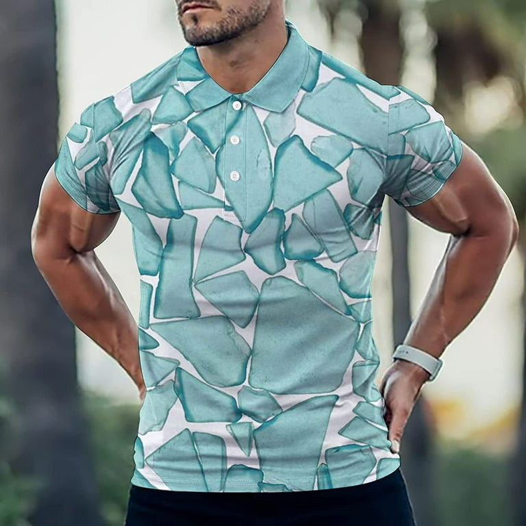 Teal Sea Glass Nautical Print Men's T Shirt Short Sleeve Casual
