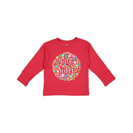 

Inktastic Little Sister with Flower Circle Gift Toddler Boy or Toddler Girl Long Sleeve T-Shirt