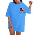 thumbnail image 3 of Camiseta de Cuello Redondo Impresa Delantera Y Trasera Del Día de la Independencia de las Mujeres, Tops Cortos Casuales para las Mujeres, 3 of 5