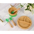 thumbnail image 5 of TATA AMG ® Baby Bamboo Plate and Bowl Set with Spoons and Fork, Silicone Suction Plate and Bowl Set for Toddlers - Baby Led Weaning Bamboo Feeding Set - BPA Free, 5 of 9