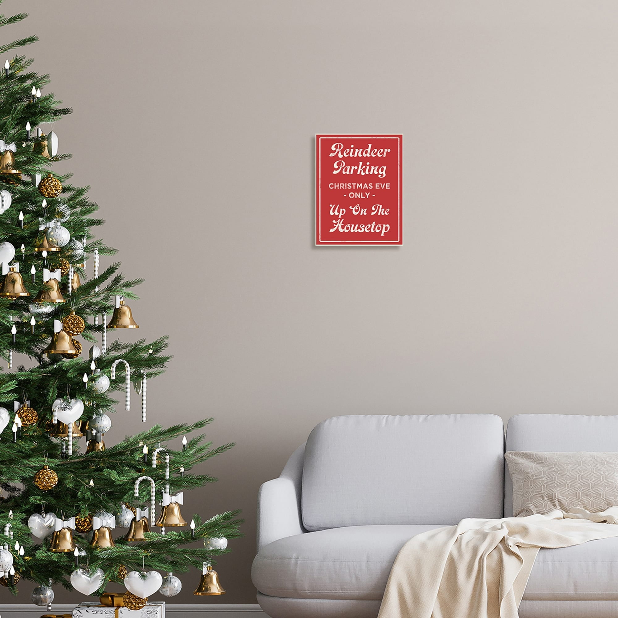 Reindeer Parking Sign Festive Christmas Vintage Text Holiday Graphic Art Unframed Art Print Wall Art