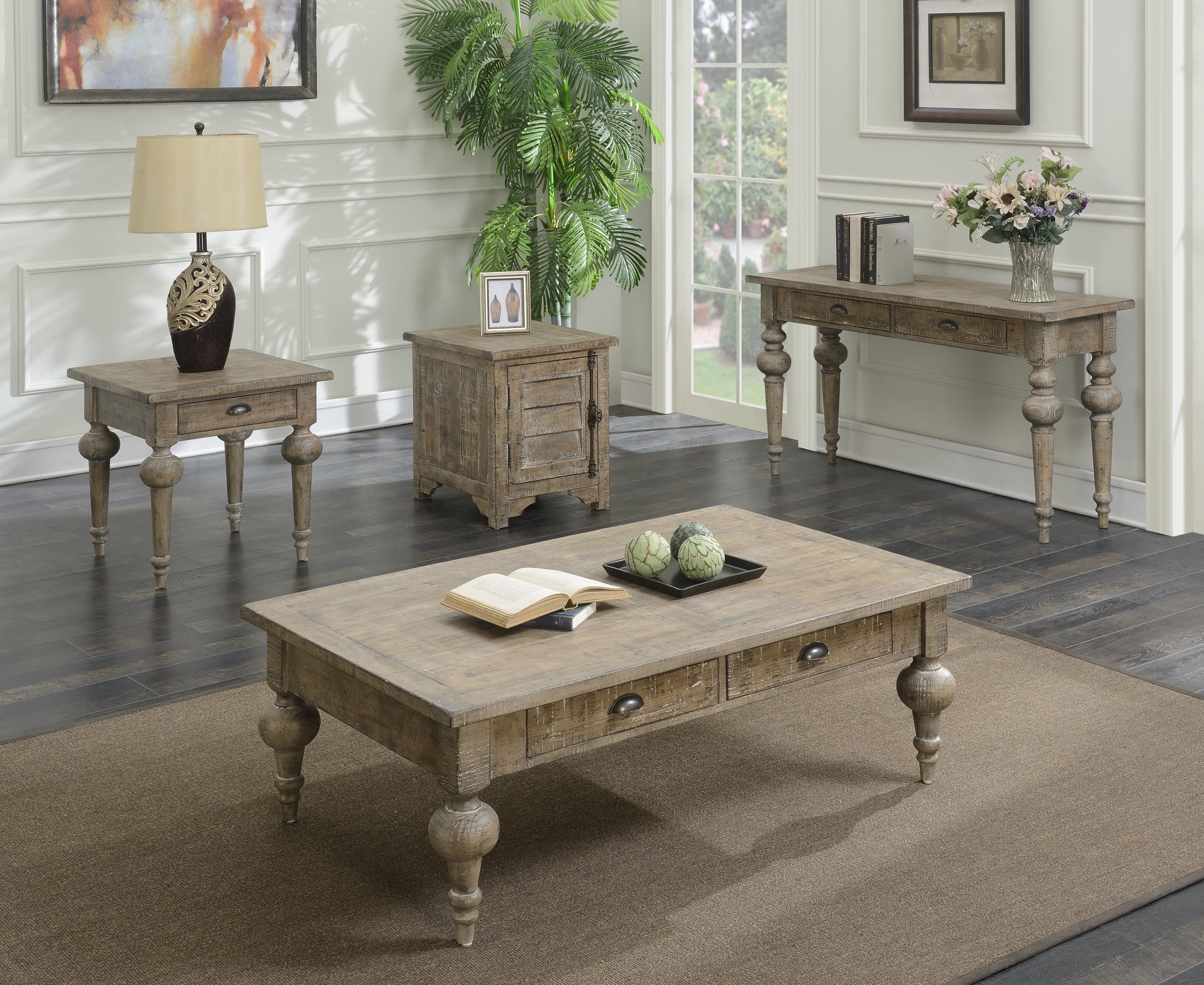 Emerald Home Interlude Sandstone Gray Sofa Table with Two Drawers