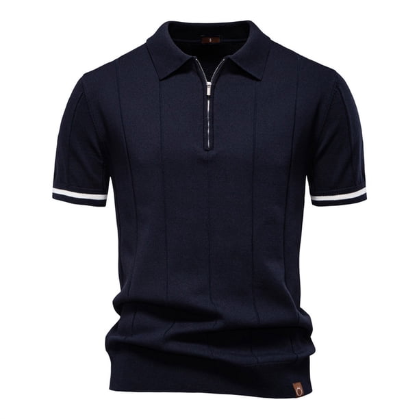 pstuiky Camisas de manga corta para hombre, Suéter informal de manga corta con cuello vuelto, cómodo y liso para hombre camisetas de hombre xl