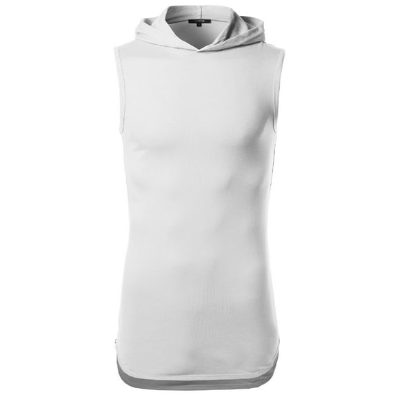 FashionOutfit Men's Sleeveless High Low Curved Hem Side Zipper Hoodie