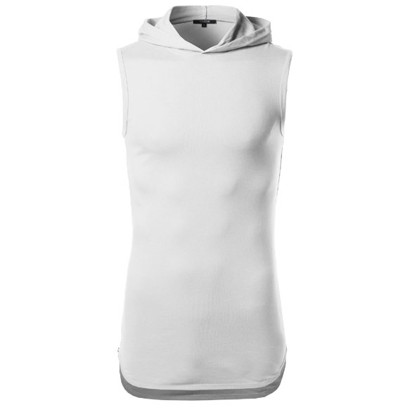 FashionOutfit Men's Sleeveless High Low Curved Hem Side Zipper Hoodie
