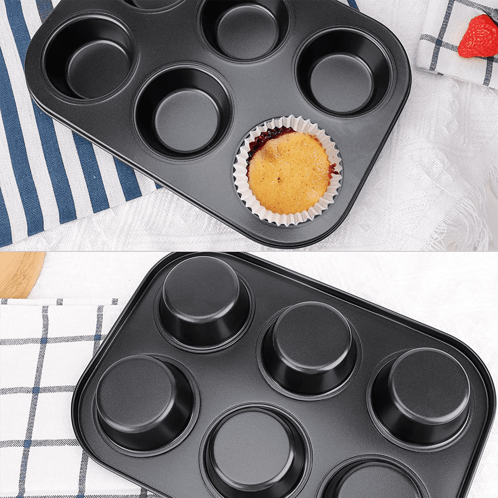 Ecolution Bakeins XL 6 Cup Muffin and Cupcake Pan PFOA, BPA, and PTFE Free Non-Stick Coating Heavy Duty Carbon Steel