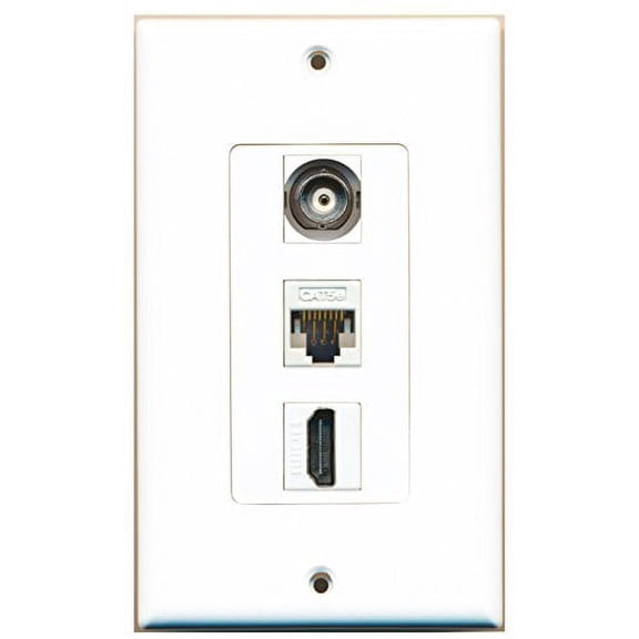 RiteAV - 1 Port HDMI and 1 Port BNC and 1 Port Cat5e Ethernet White Decorative Wall Plate