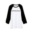 thumbnail image 1 of Coffeeholic Unisex 3/4 Sleeves Baseball Raglan T-Shirt Tee White Black X-Small, 1 of 4