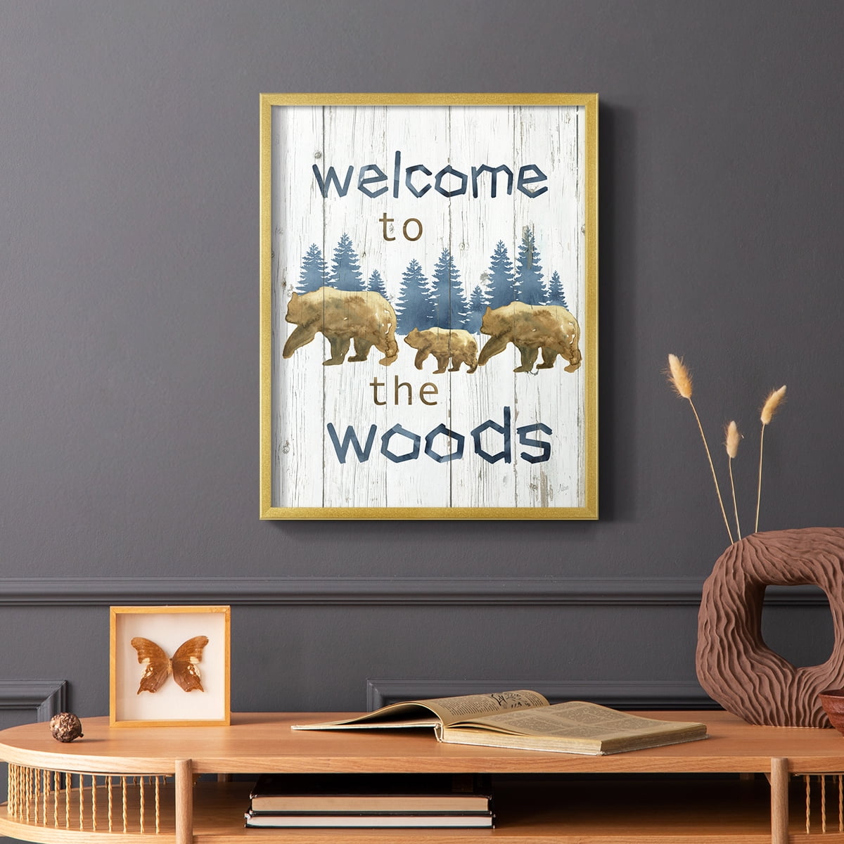 Welcome to the Woods Framed Print in Gold Solid Wood 8 x 10 Framed Print