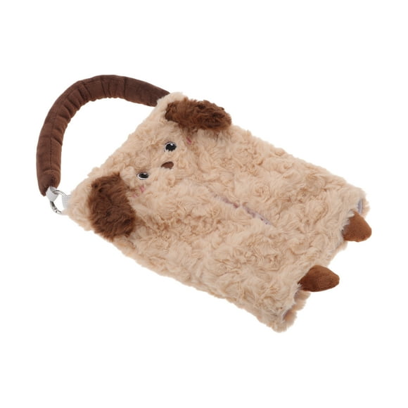 Soporte para Pañuelos de Coche Unique Bargains Organizador de Caja de Pañuelos de Coche Peluche Fluffy Puppy 9.84"x7.09"x1.97" Caqui 1 Pc