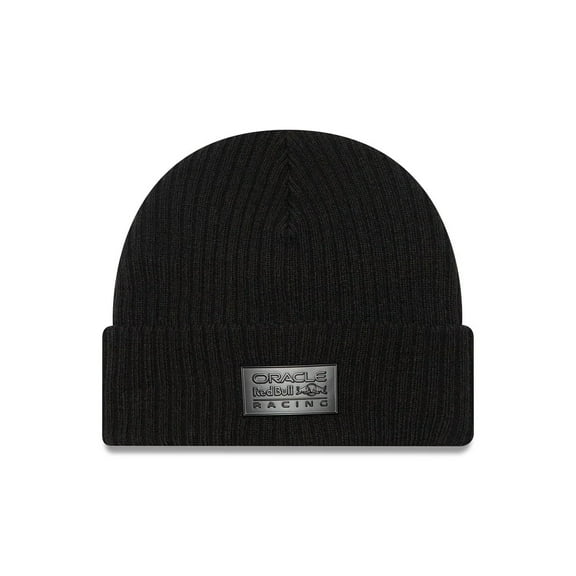Red Bull Racing Matte Metal Cuff Knit Beanie Hat Black