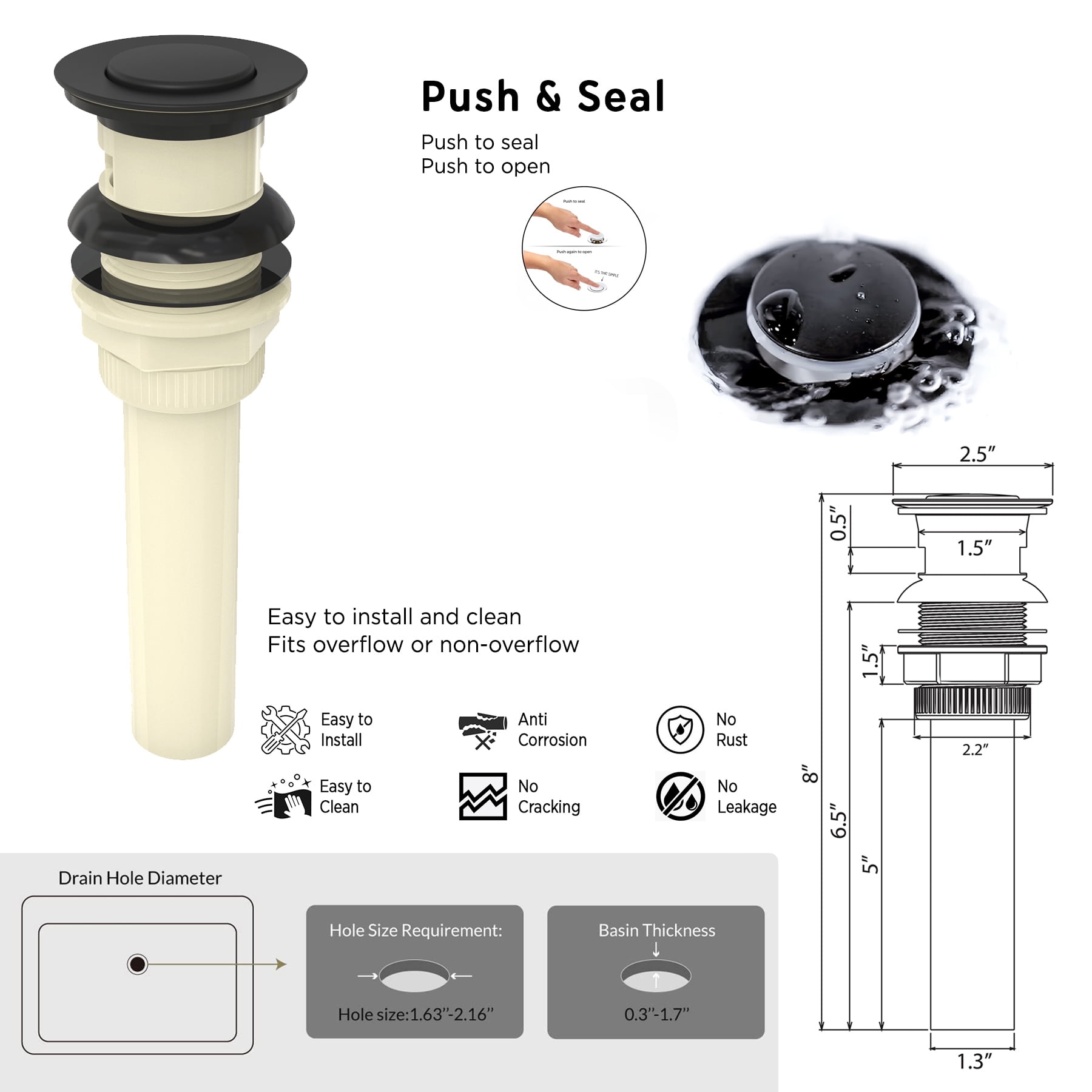 WMF WMF-4316MB-S Stainless Steel Black Single Handle Bathroom Sink Faucet