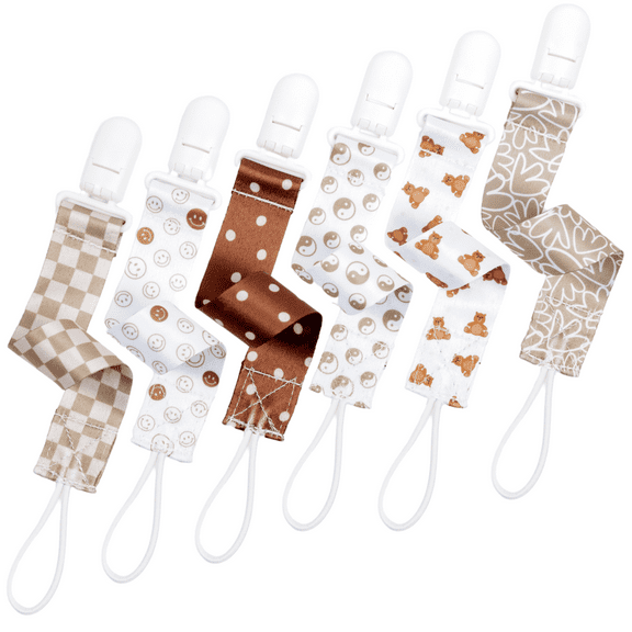 BUNNYBEE Pacifier Clip Set - Balanced Bears Collection - 6 Count