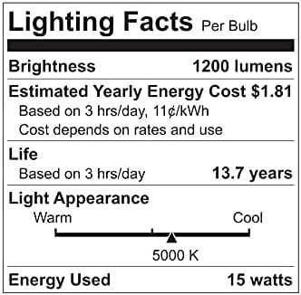 (6 Bulbs) GE Lighting refresh LED Floodlight, Daylight 5000K, PAR38, 15 watt, 1200 lumen (90 watt replacement) LED flood light, Dimmable