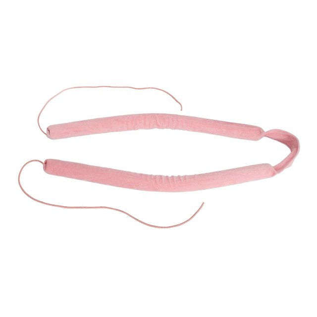 Heatless Curling Rod Headband with Tail Rope Soft Rubber Prevent Damage DIY Hair Curls Roller for Sleeping Pink