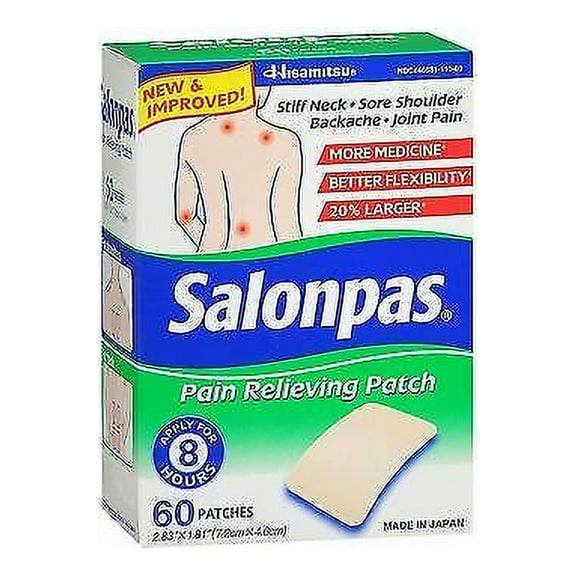 Salonpas Pain Relieving Large Patches, Better Flexibility, 60 ct, 4-Pack