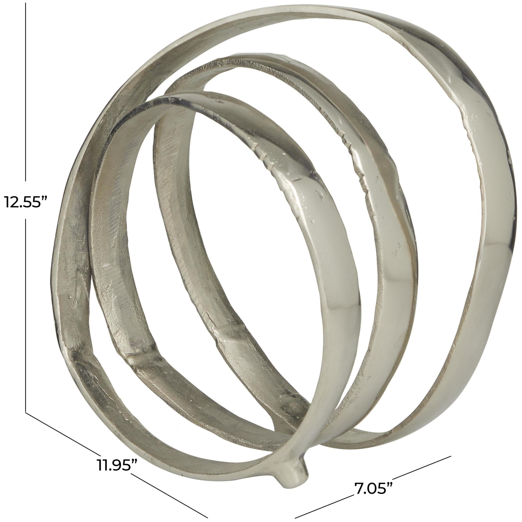 12" x 13" Silver Aluminum Metal Looped Abstract Sculpture, by DecMode