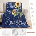 thumbnail image 5 of You Are My Sunshine Blanket Soft Cozy Warm Throw Blanket for Couch, Plush Fuzzy Flannel Fleece Blankets for Sofa, Yellow Sunflowers Cute Bees Heart Blue Bed Blankets Gifts for Men, 50"x60", 5 of 9