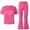 Hot Pink, variant on Two Piece Set for Girls Short Sleeve Letter Print T-Shirt Top and Flared Pants Sets Spring Clothes Back to School Outfits for Teen Girls 7-8 Years