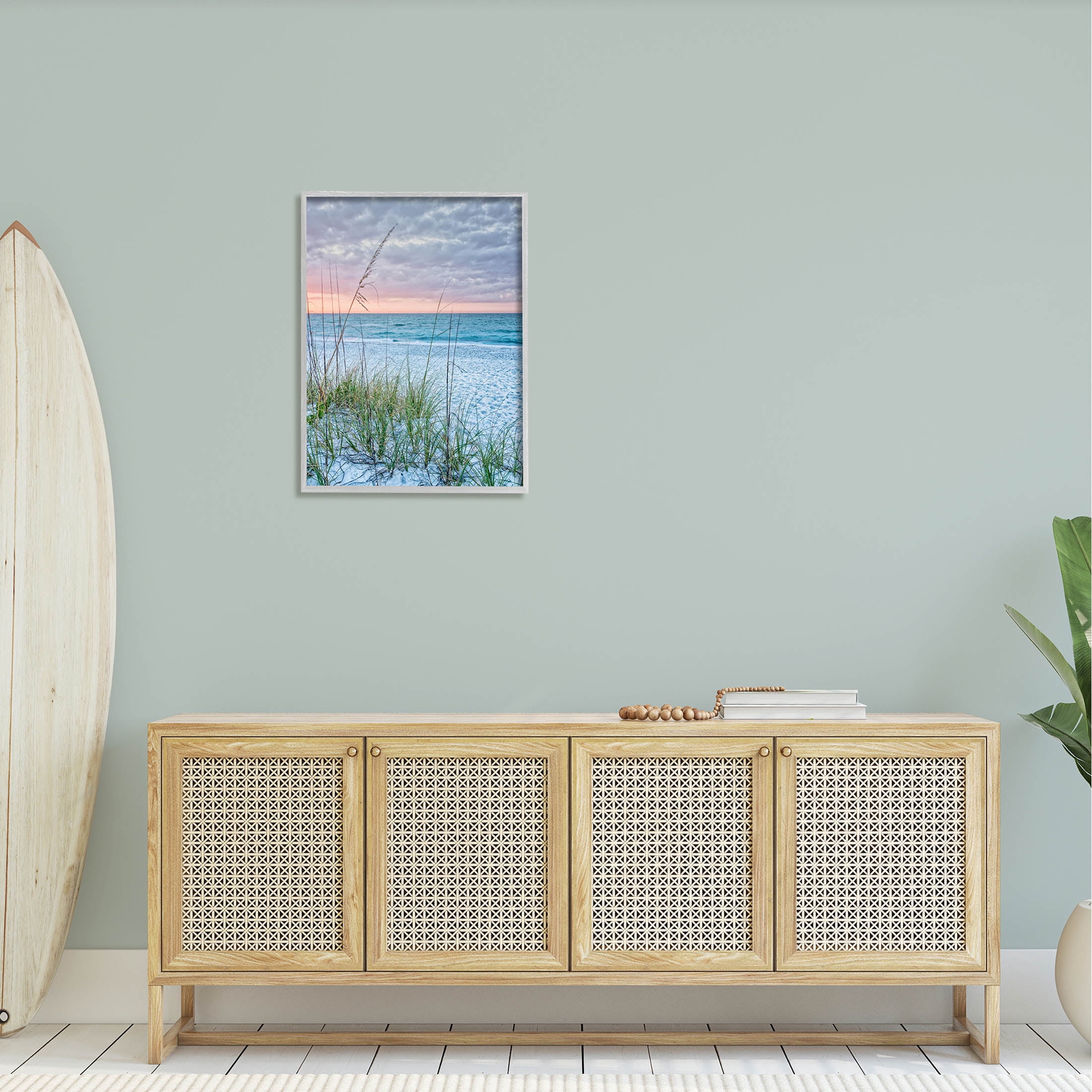 Stupell Industries Coastal Sea Grass Sprigs Beach Shore Photograph Gray Framed Art Print Wall Art, Design by Mary Lou Photography