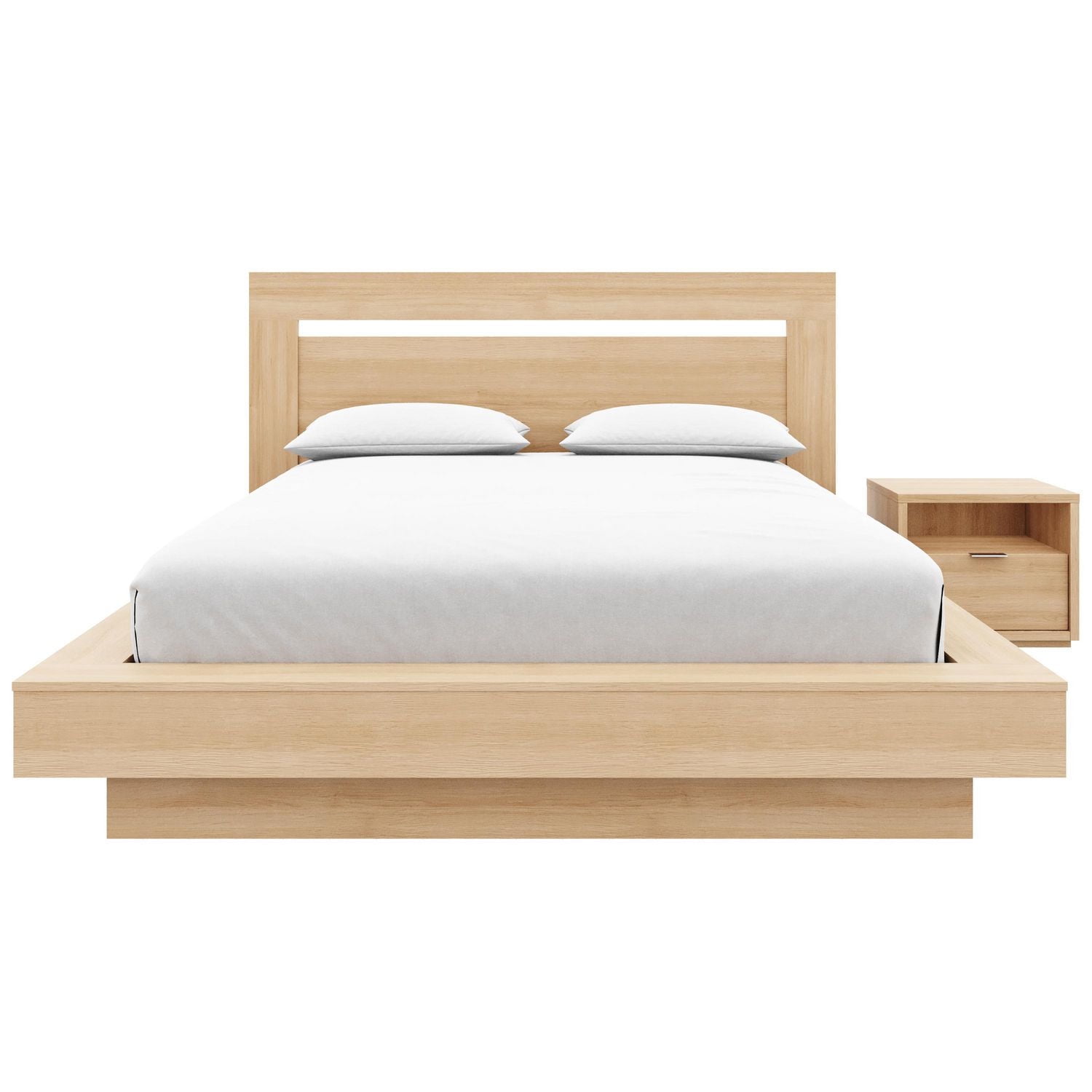 Stanley 3 Piece Bedroom Set with Headboard, Slatted Bedframe, 1 Nightstand