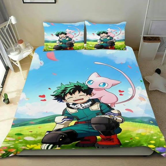 My Hero Academia Themed Bed Sheet Set Three Piece Set 53x79 Inches Comfortable And Skin Friendly Unique Design Creating A Star Studded Night
