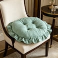 thumbnail image 5 of Boho Cotton Round Chair Cushions for Dining Chairs, Farmhouse Rustic Ruffled Chair Pads, Soft Comfortable Seat Stool Cushions for Kitchen Chairs Home Decor (Green,Diameter 15.8"), 5 of 6