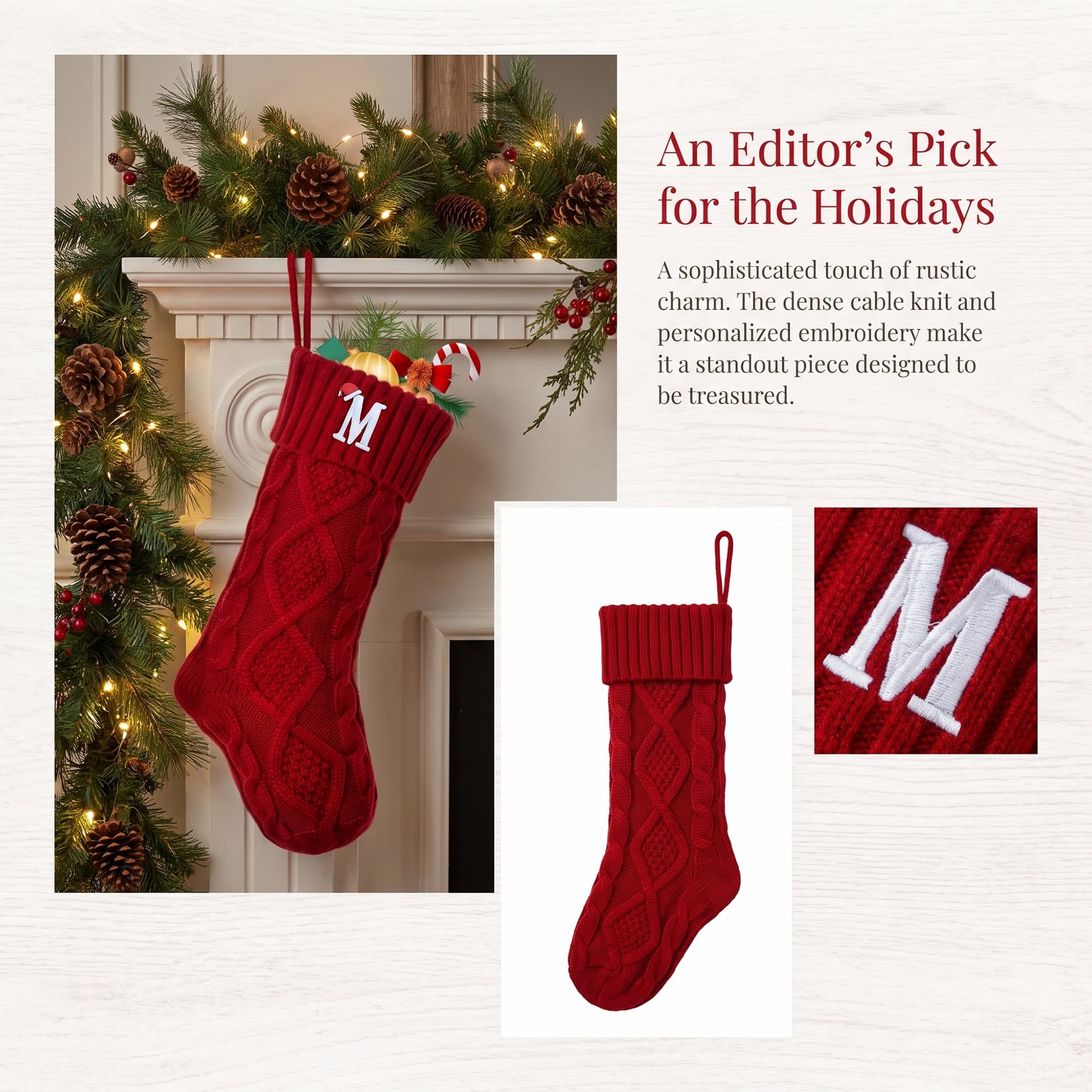Unique Bargains Canine Bone Christmas Stocking Luxury Puppy Holiday Keepsake Sack Red Letter M 17"