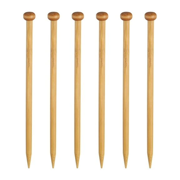 Uxcell 10mm Bamboo Knitting Needle Straight Single Pointed 9.8 inch Long Wooden Sweater Knitting Needles US Size 15 6Pcs