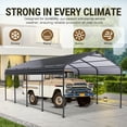 thumbnail image 5 of COBIZI 12x21 Heavy Duty Metal Carport with Galvanized Steel Roof, Steel Carport Kits Outdoor with Metal Roof, Galvanized Car Shelter for Tractors, Pickup, Boat, Car, Black, 5 of 11