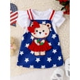 thumbnail image 2 of FEORJGP 4th of July Toddler Baby Girls Casual Dress Outfit Sets 0 3M 6M 9M 12M 18M Infant Short Sleeve Rompers Solid Crew Neck Jumpsuits with Stars Emhion Cute Summer Clothes for Daily Party, 2 of 9