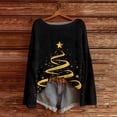 thumbnail image 4 of WTOBBY Women's Fashion Casual Christmas Print Round Neck Long Sleeve Knitted Sweater, Holiday Theme Cozy Pullover Top for Winter, Christmas Tree Snowflake Pattern Design,Black M, 4 of 4