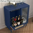 thumbnail image 5 of ARTPOWER Modern Coffee Bar Cabinet with Wine Glass Rack and Drawers, Blue Liquor Cabinet with Pull-Out Wine Storage for Kitchen, Dining Room, Living Room, 5 of 9
