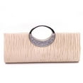 thumbnail image 6 of Porfeet Women Luxury Rhinestone Satin Pleated Evening Bag Party Clutch Purse Handbag,Beige, 6 of 10