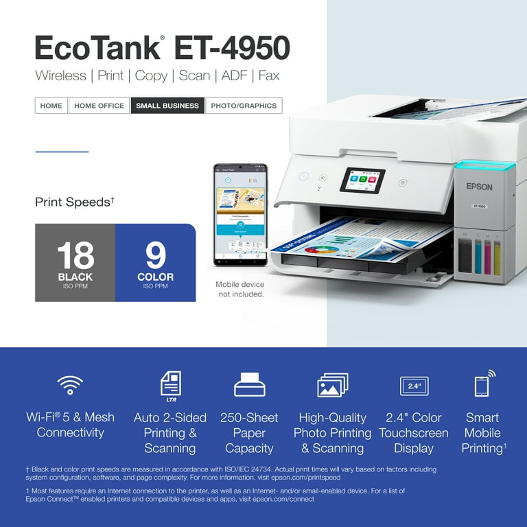 Epson EcoTank ET-4950 Wireless All-in-One Color Supertank Printer