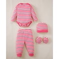 thumbnail image 5 of KIMI BEAR Newborn Baby Girls Layette Set 4 Packs Winter Clothes Outfits Long Sleeves Romper Top Pants Gloves Hats 16 Piece Essentials Accessories Clothing Gift Sets Pink NB, 5 of 9