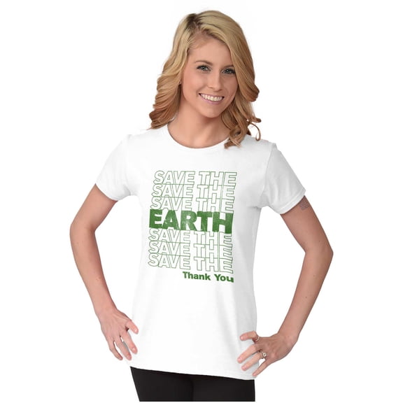 Save the Earth Thank You Activist Womens Slim Fit Graphic Tee Brisco Brands S
