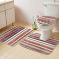 thumbnail image 2 of Red Nordic Style Stripes Bath Mat 3 Piece Bathroom Rug Set, Red Grey Texture Non Slip Bath Rug Contour Mat and Toilet Lid Cover, Absorbent Shower Mats Soft Bath Rugs and Mats Sets, 2 of 8
