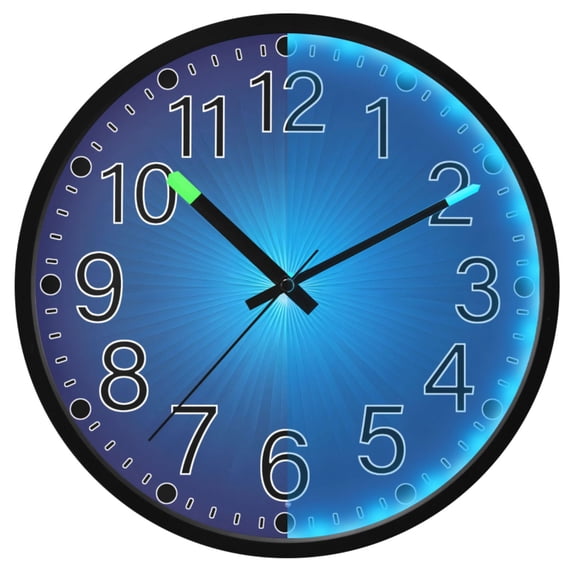Ryvnso Blue Print Gradient 12 Inch Night Light Wall Clock Silent Battery Operated Luminous Clocks