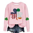 thumbnail image 3 of AherBiu Chandails en Molleton de la Saint-Patrick pour Femmes Col Rond Manches Longues Imprimé Trèfle Doublé en Polaire Vêtements de Printemps, 3 of 4