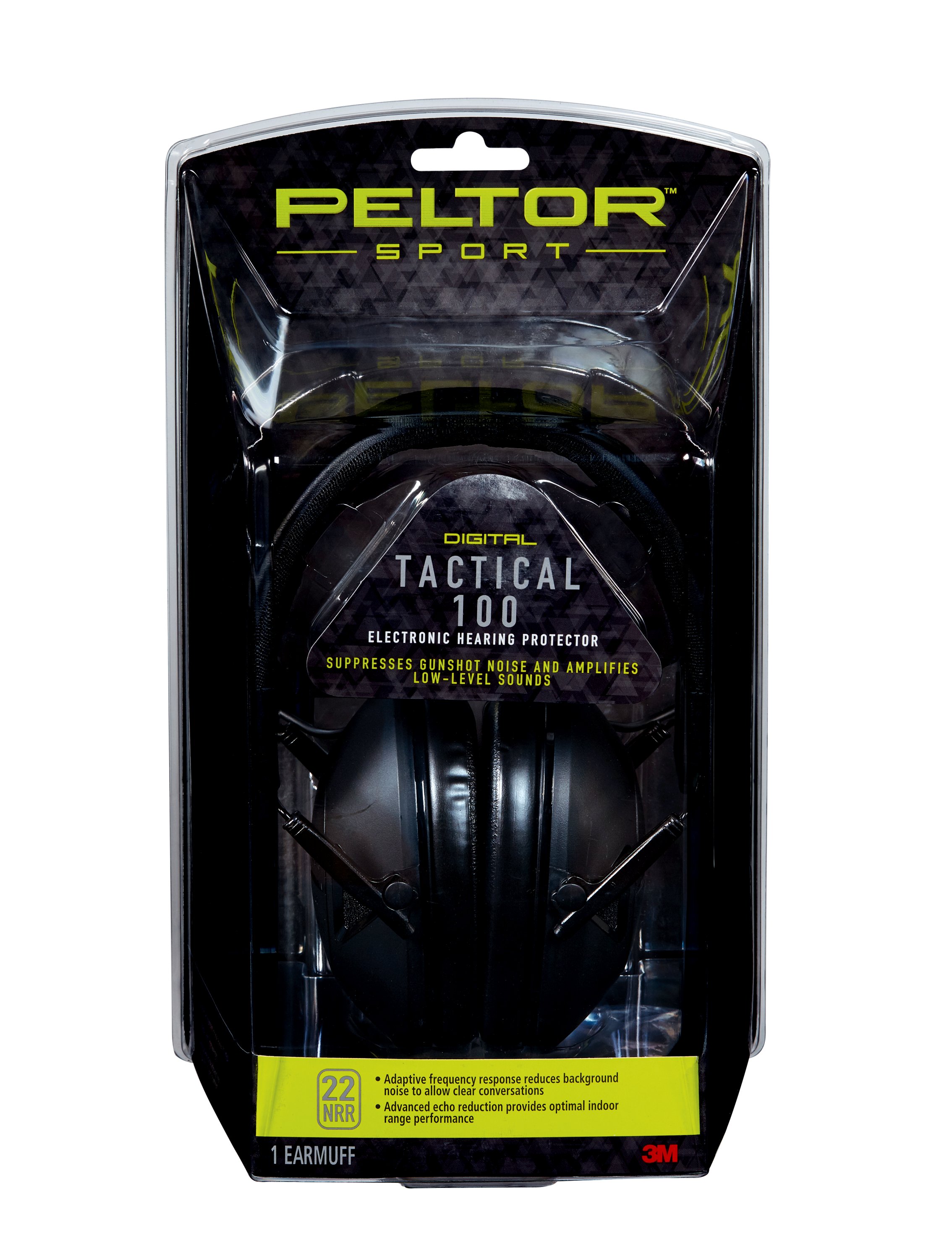 3M Peltor Tactical Sport 100 Electronic Earmuff Foam Black NRR 22 #TAC100-OTH