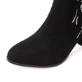 thumbnail image 5 of Oyedens High Heels Mid Calf Boots for Women Black Ethinic Embroidered Suede Womens Short Dress Boots, 5 of 7