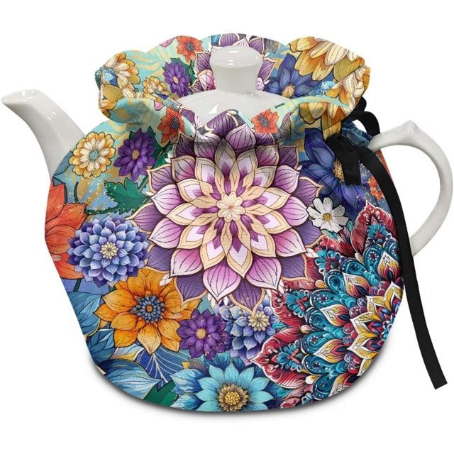 Retro Mandala Tea Cozies Cover of Teapots Insulation Cotton Vintage Warm Kettle Cover Pink Kitchen Tea Pot Dust Cover Coffee Pot Cover with Elastic Design