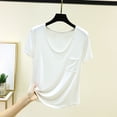 thumbnail image 5 of Jalioing Womens Basic Shirts Comfy Stretchy Short Sleeve Scoop Neck T Shirts Solid Casual Undershirts Tops with Pocket, 5 of 6