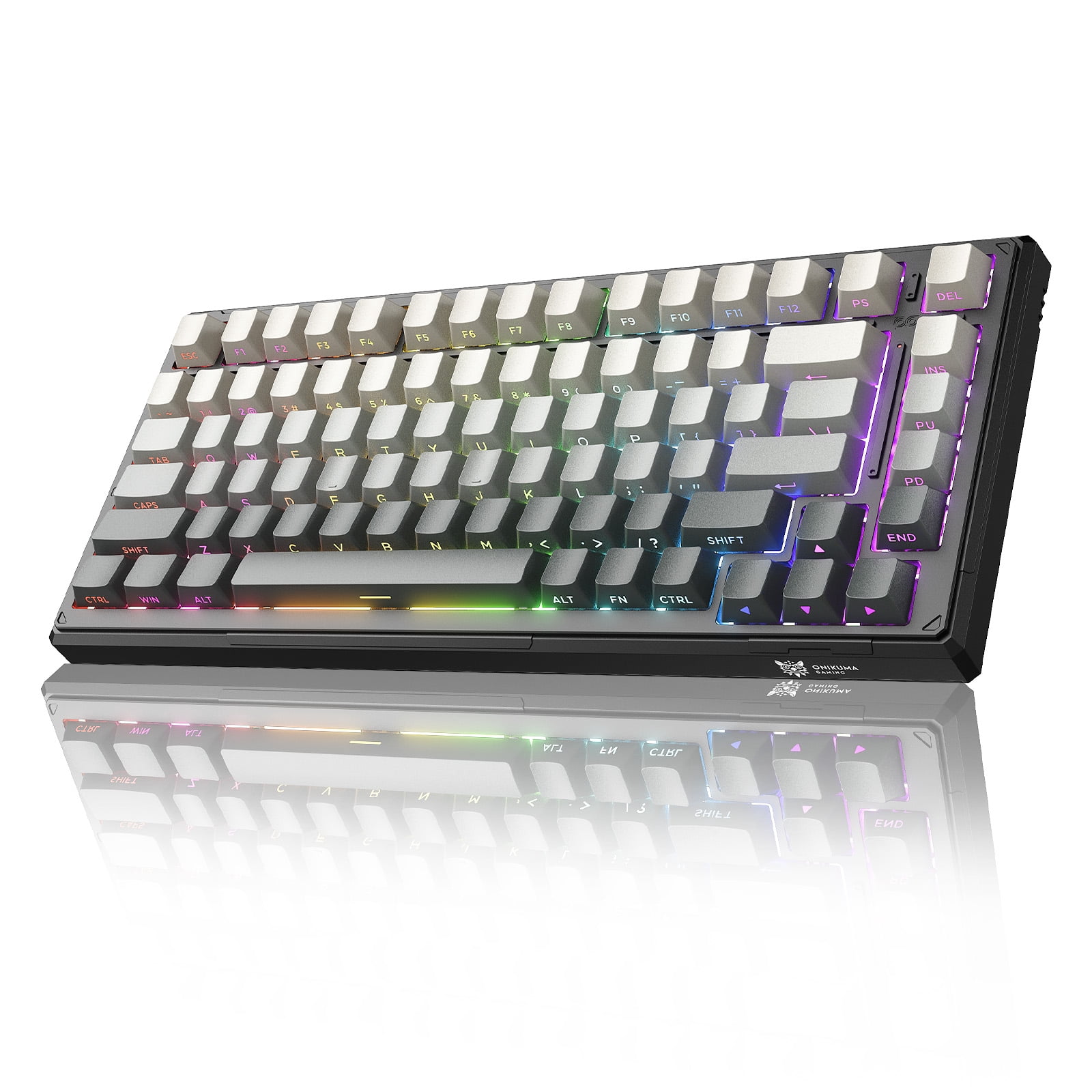 ONIKUMA G83 Backlit Keys 75% Layout Tri-Mode Bluetooth 5.0/2.4GHz/USB-C Gaming Keyboard with User Manual, Black