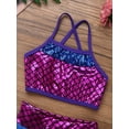 thumbnail image 7 of YONGHS Kids Girls Ballet Sequins Mermaid Tank Crop Top Shorts Set Tankini Swimwear 4-14, 7 of 7